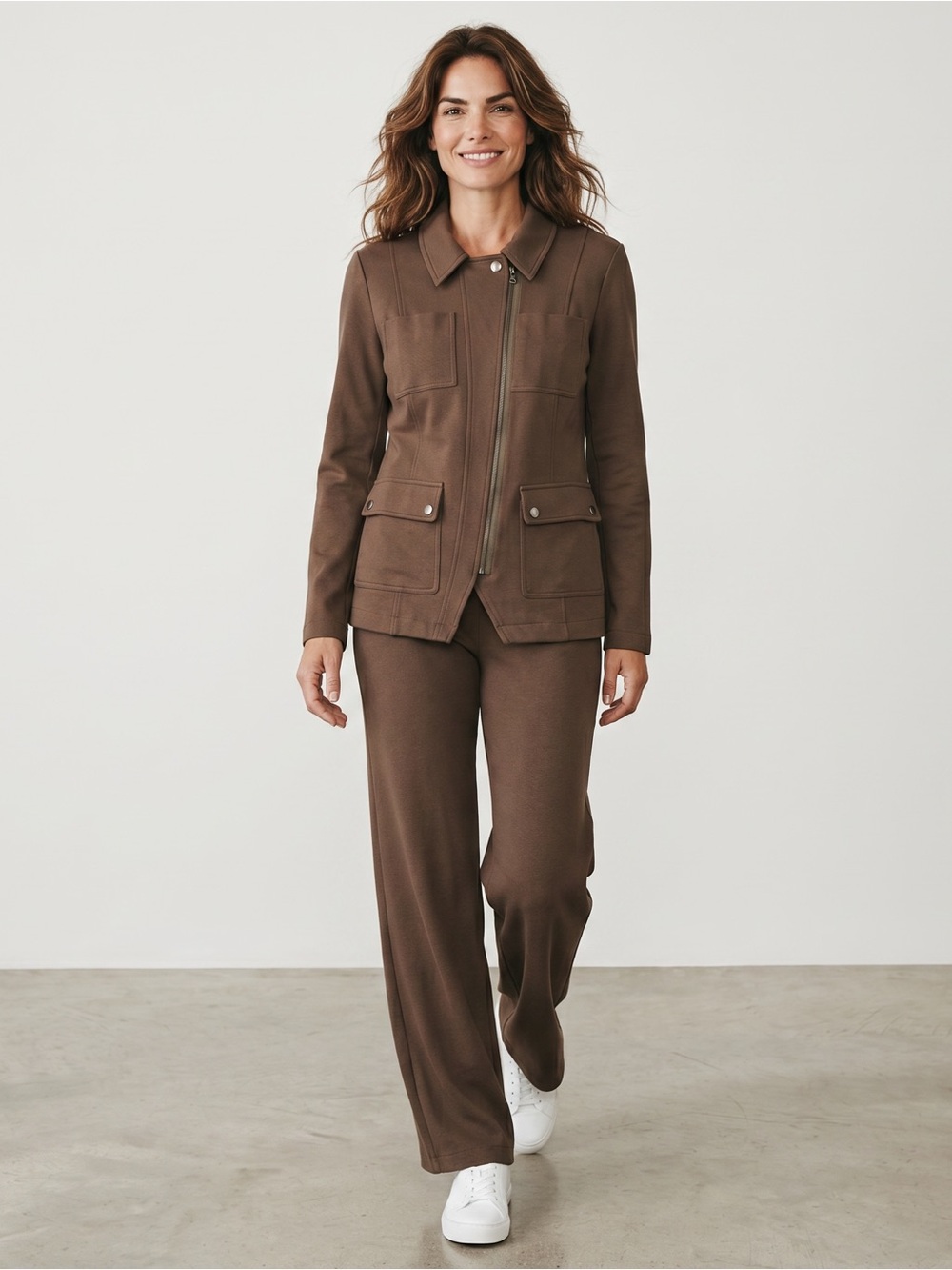 Cabi academy blazer set olive brown military jacket & pants 12 office travel